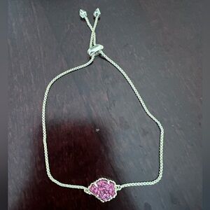 Kendra Scott Silver Adjustable Chain Bracelet with Pink Stone
